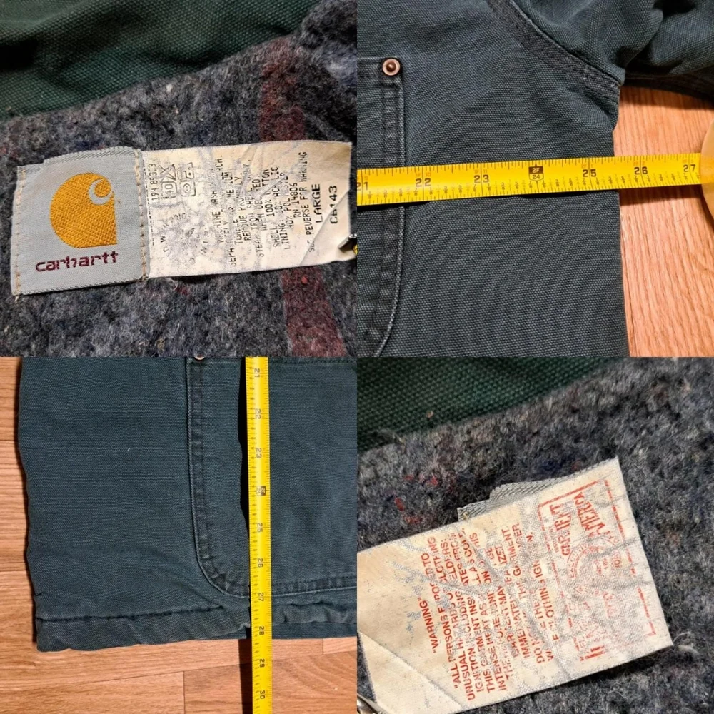 Vintage Carhartt Chore Jacket Blanket Lined Dark Teal Size Large - Picture 4 of 10